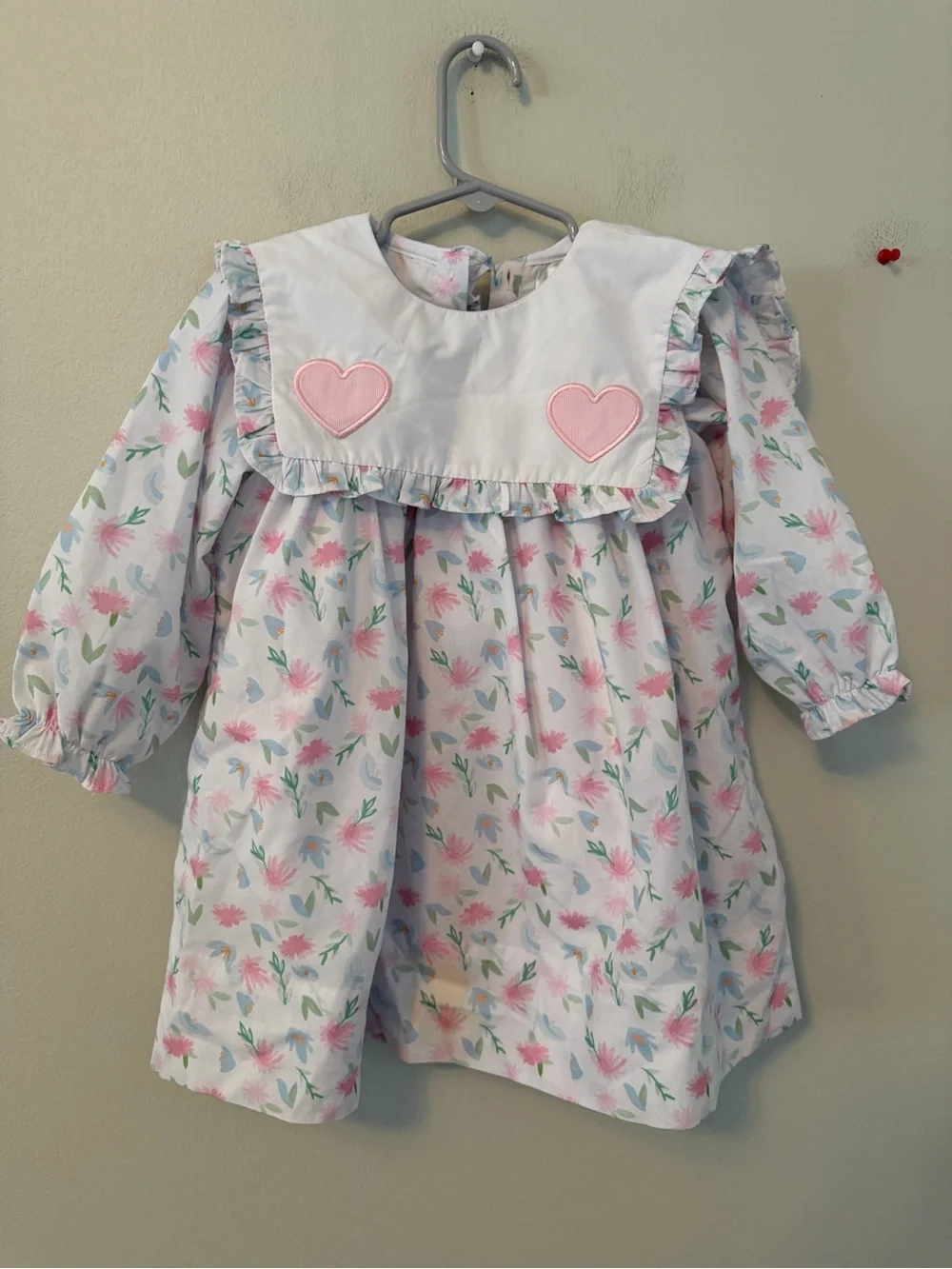 Cecil and Lou Pink Floral Heart-Trim Dress